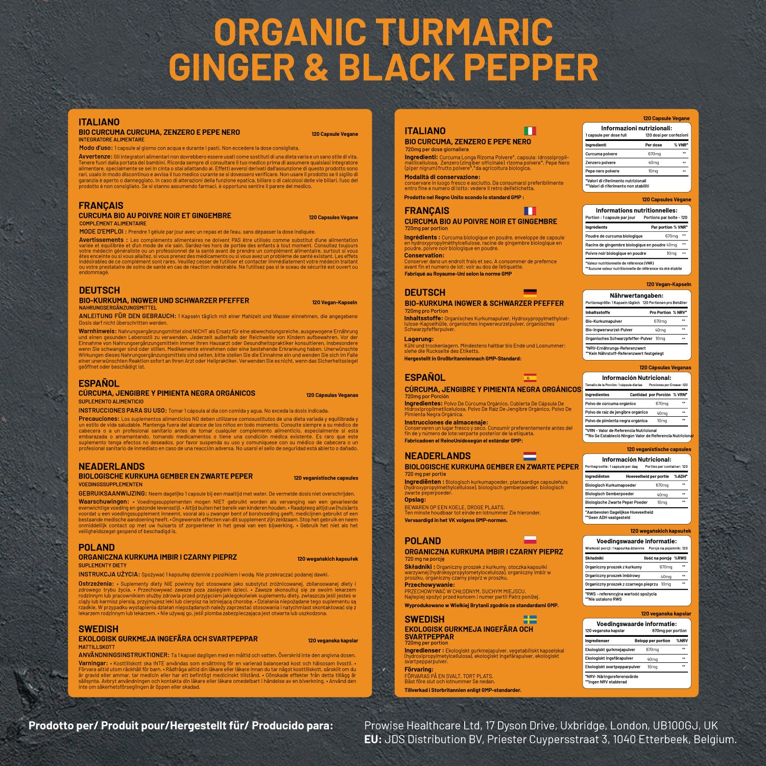 Soil Association Organic Turmeric Curcumin 670mg – 120 Vegan Capsules