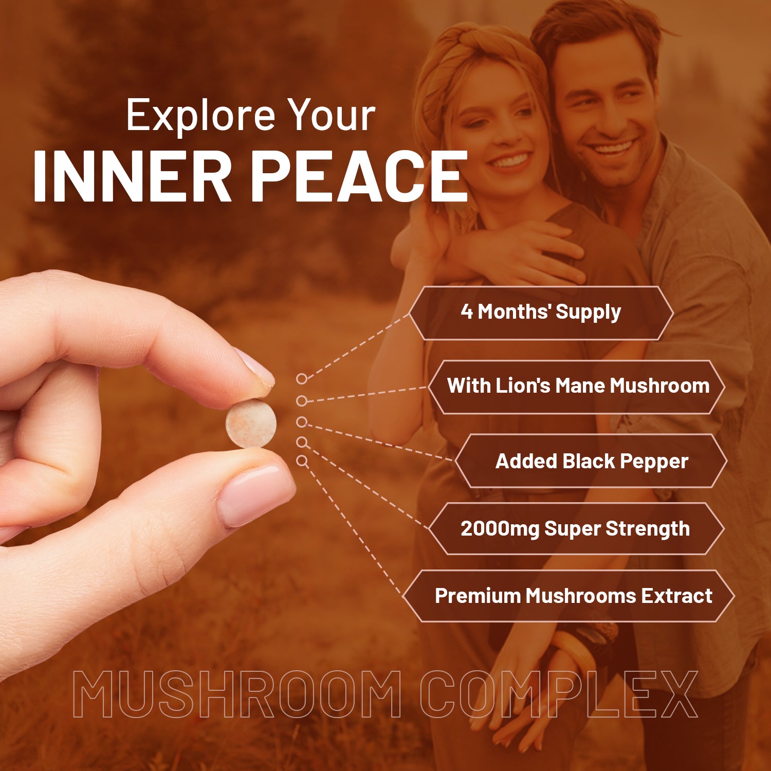 Advanced Mushroom Complex 2000mg - 6-Mushroom Blend, 120 Vegan Tablets (UK)