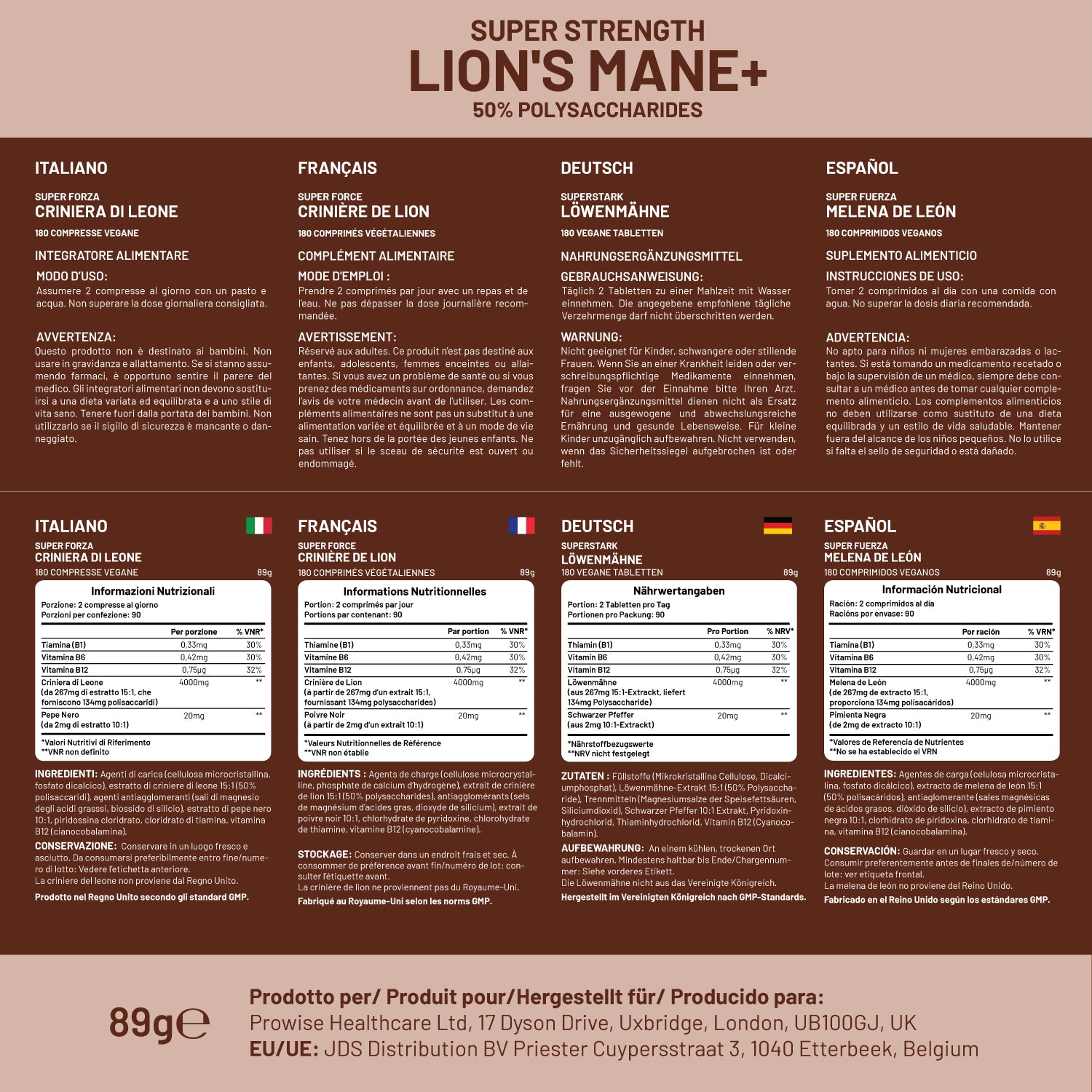 Lion's Mane 4000mg with B Vitamins & Black Pepper - 15:1 Extract