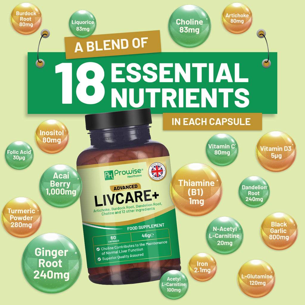 Prowise LivCare+ Liver Detox 60 Caps - For Men & Women, Cleanse & Support