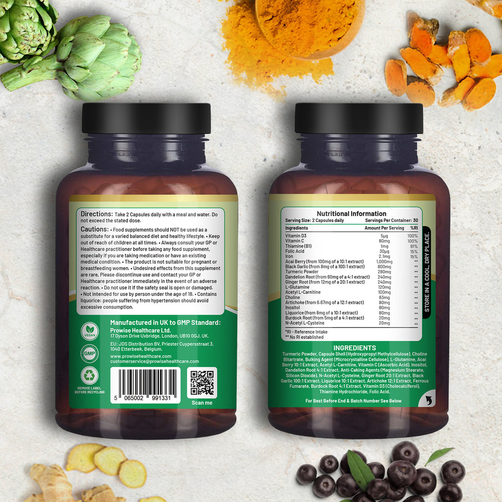Prowise LivCare+ Liver Detox 60 Caps - For Men & Women, Cleanse & Support