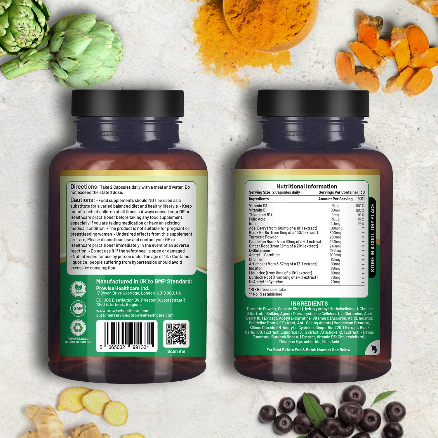 Prowise LivCare+ Liver Detox 60 Caps - For Men & Women, Cleanse & Support