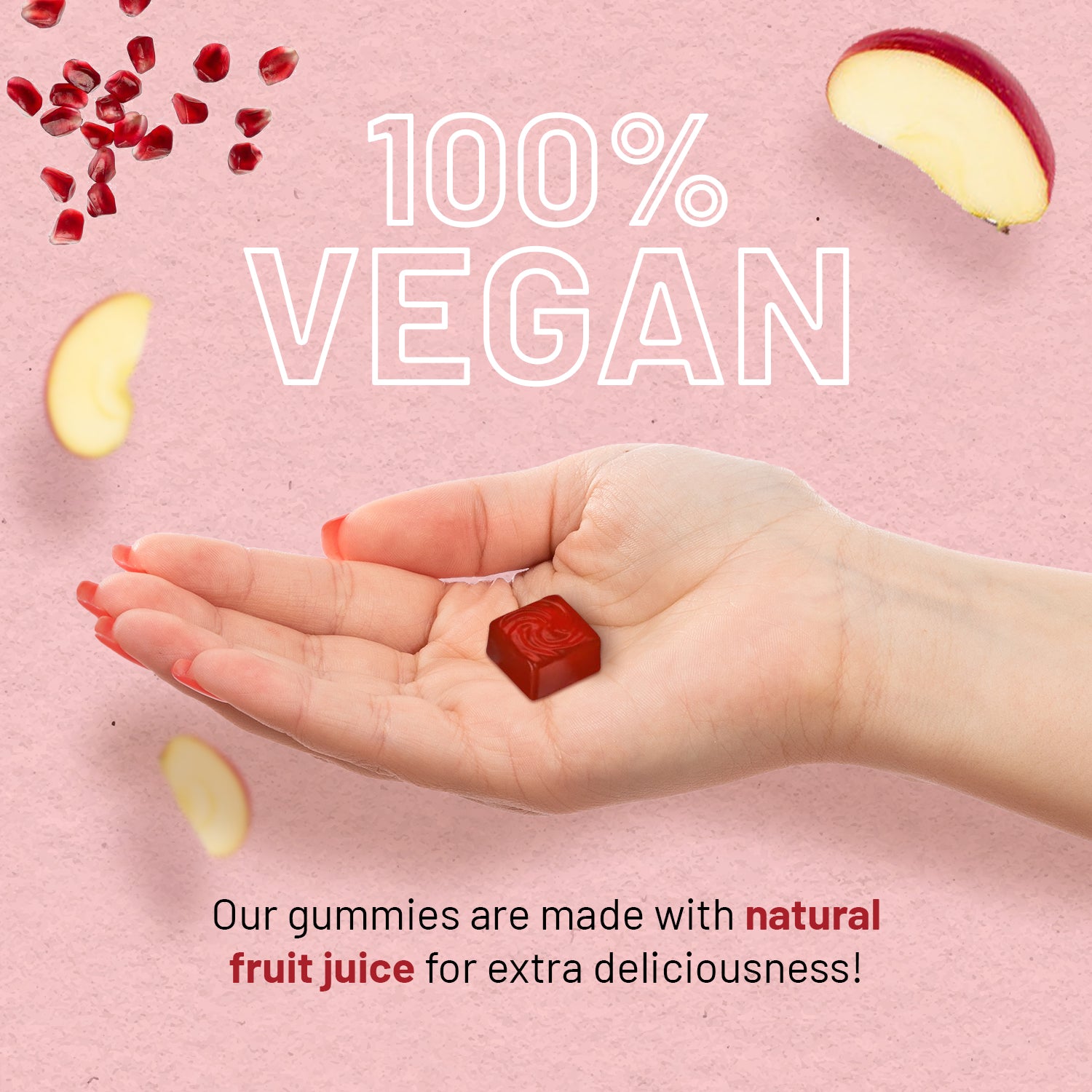Vegan Apple Cider Vinegar Gummies 1000mg - Apple Flavour, Vitamin C, Chromium