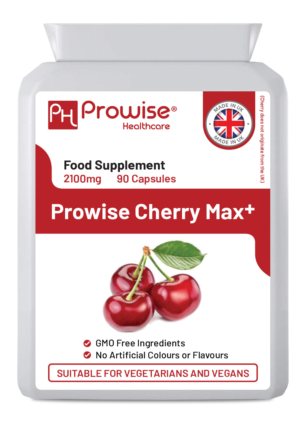 Cherry Max+ 2100mg Montmorency & Black Cherry — 90 Vegan Capsules, UK Made