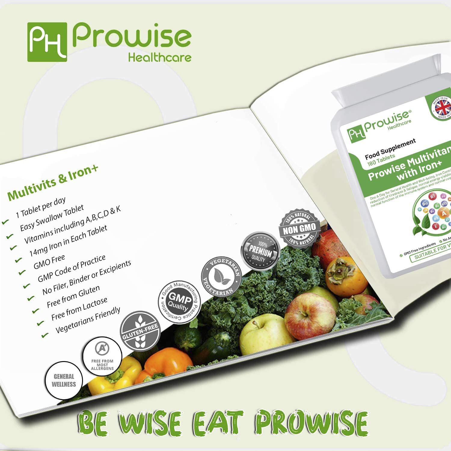 Prowise Multivits & Iron+ 180 Tablets for Daily Vitality