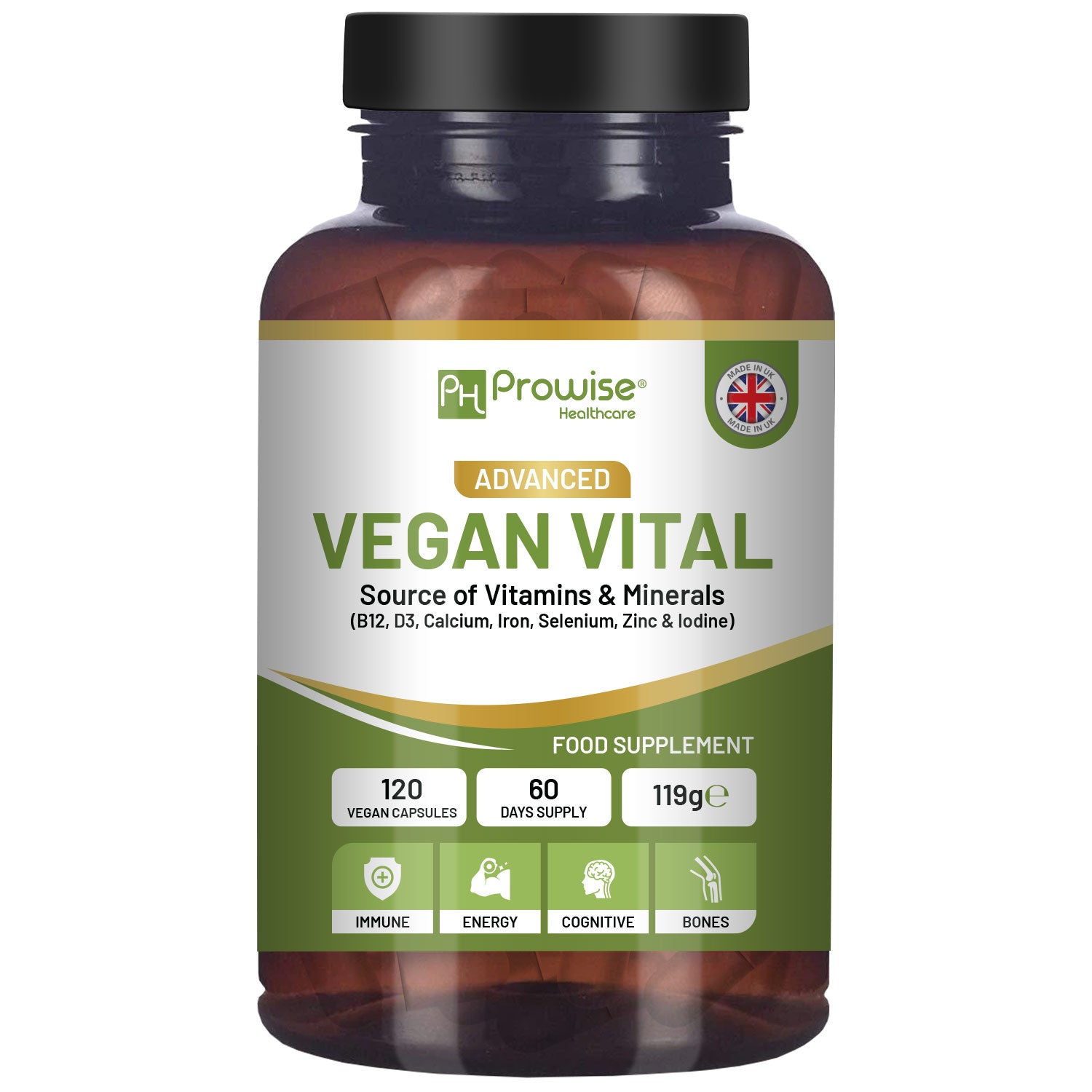 Vegan Vitality Multivitamins & Minerals - 120 Vegan Capsules by Prowise
