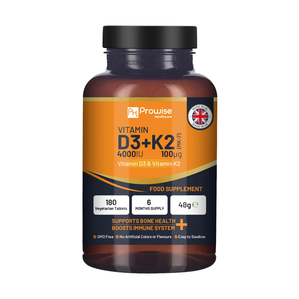 Vitamin D3 4000IU + K2 MK-7 100μg (180 Veg Tablets) Immune & Bone Support
