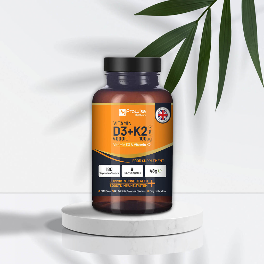 Vitamin D3 4000IU + K2 MK-7 100μg (180 Veg Tablets) Immune & Bone Support