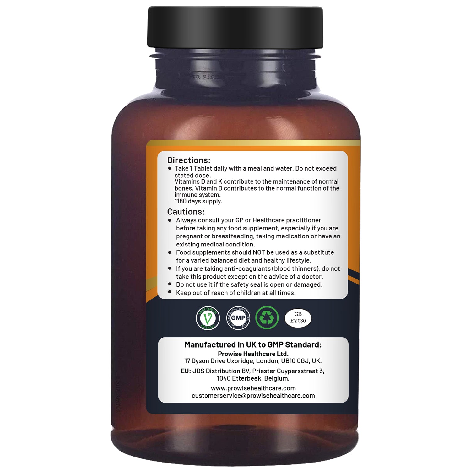 Vitamin D3 4000IU + K2 MK-7 100μg (180 Veg Tablets) Immune & Bone Support