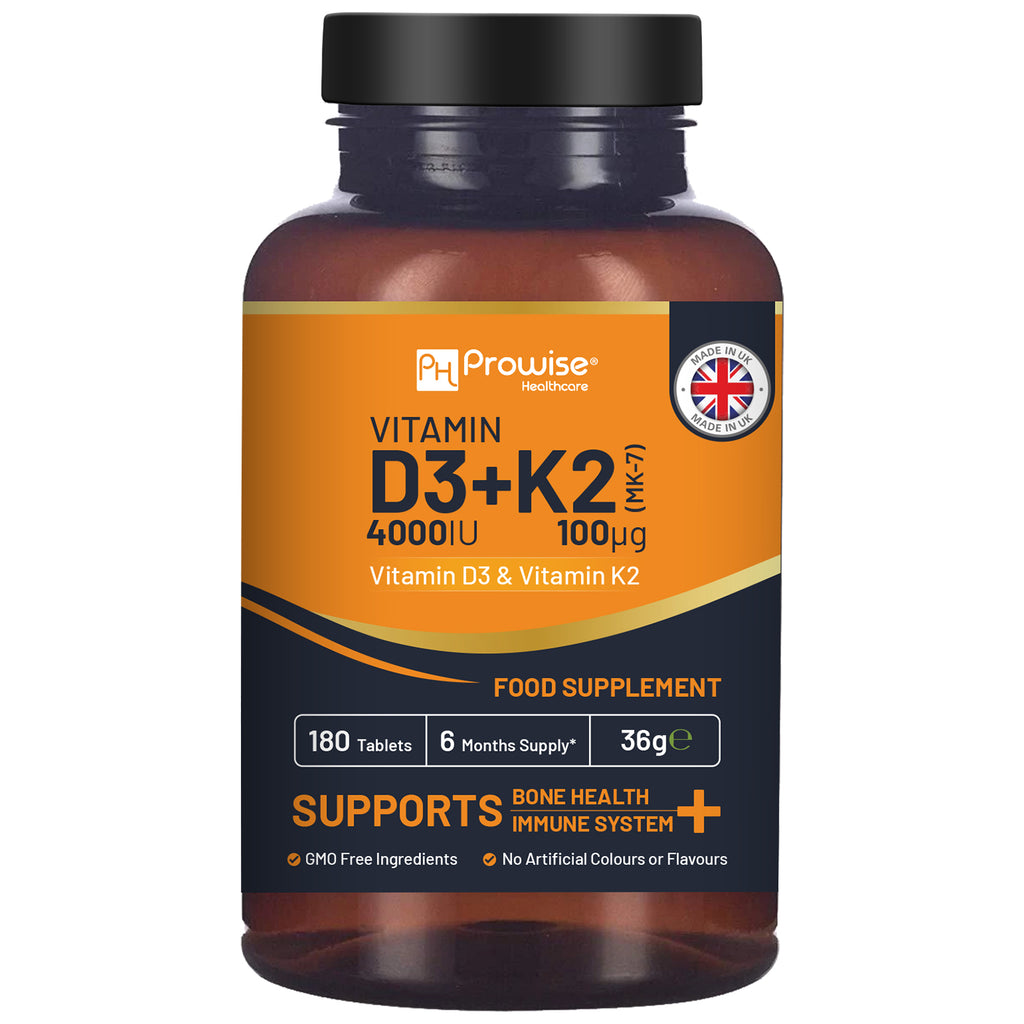 Vitamin D3 4000IU + K2 MK-7 100μg (180 Veg Tablets) Immune & Bone Support