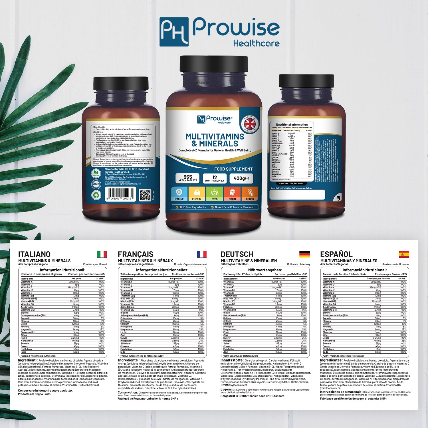 365-Day Vegan Multivitamins & Minerals – Daily Wellness Tablets