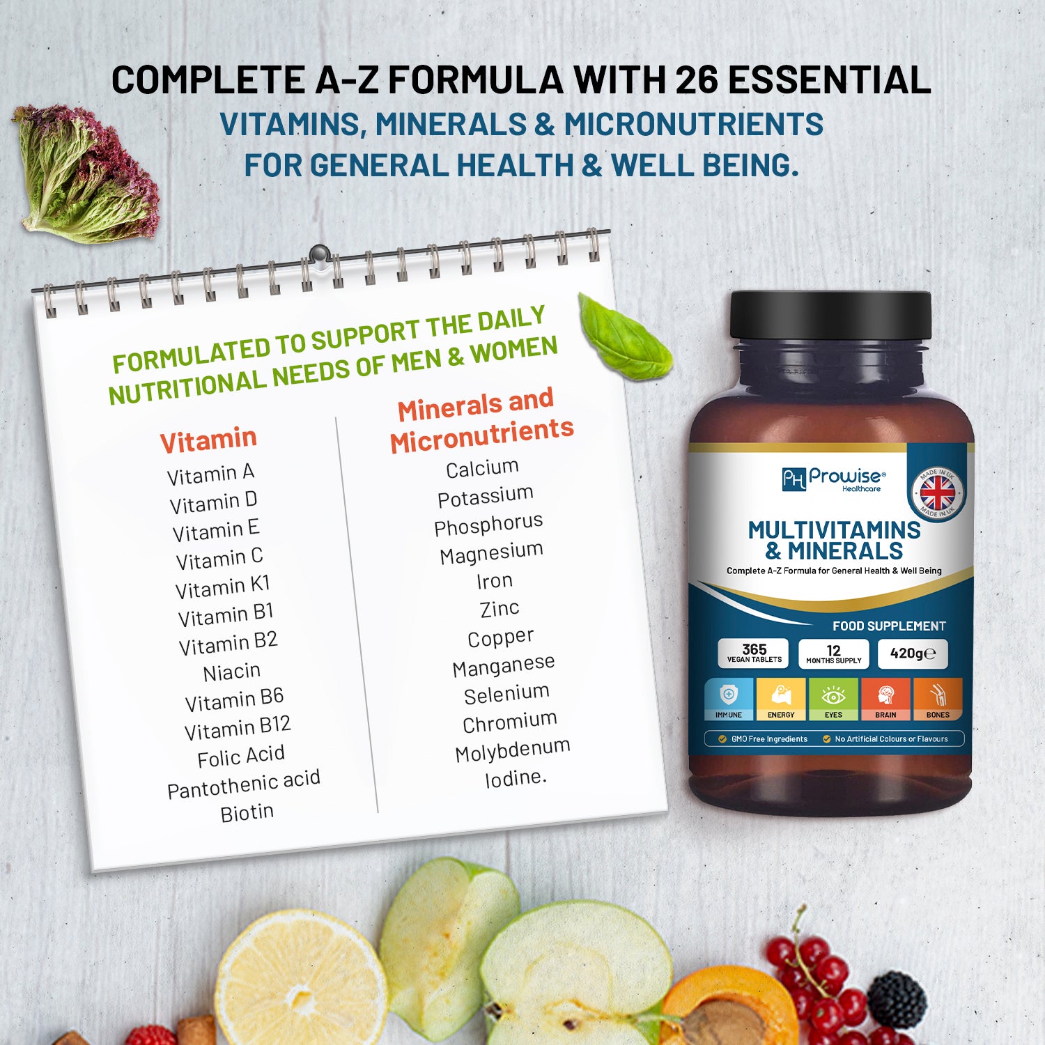 365-Day Vegan Multivitamins & Minerals – Daily Wellness Tablets