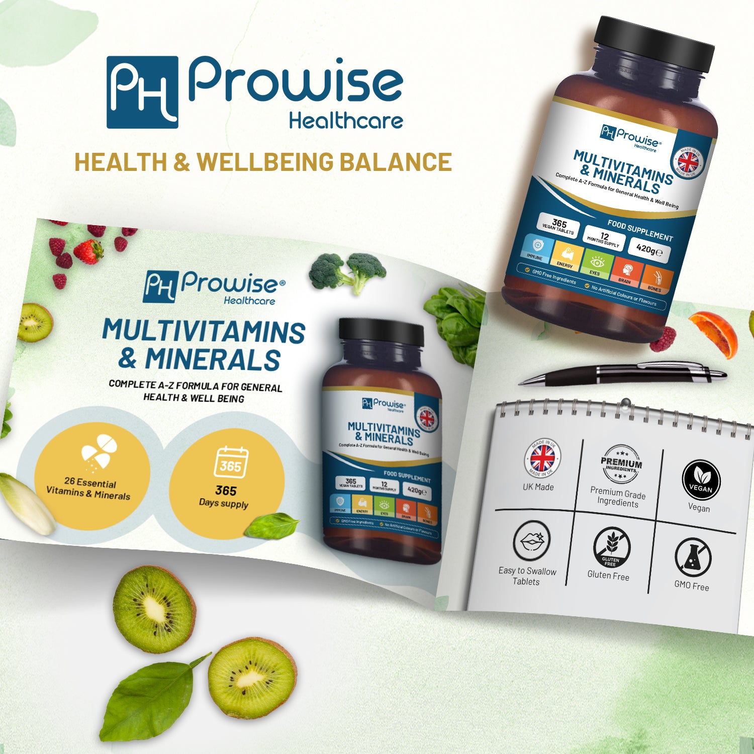 365-Day Vegan Multivitamins & Minerals – Daily Wellness Tablets