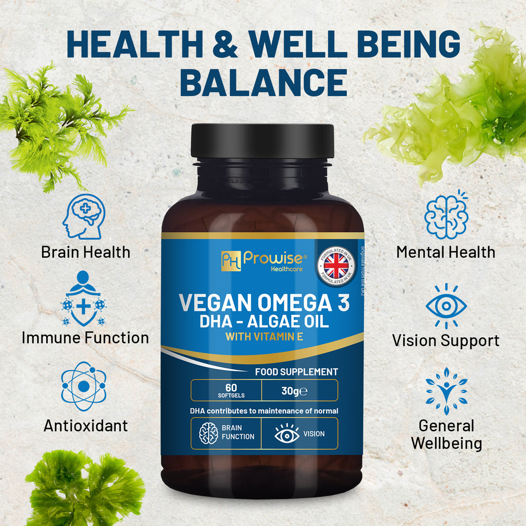 Prowise Vegan Omega-3 DHA from Algae Oil - 60 Softgels + Vitamin E