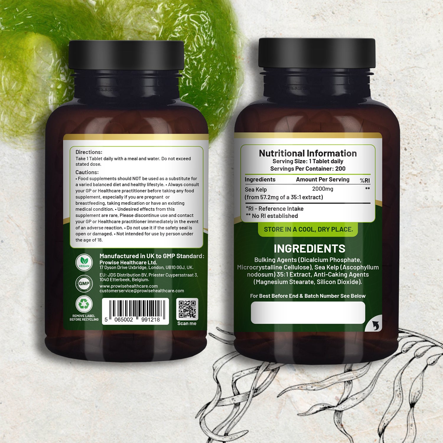 Prowise Sea Kelp 2000mg - 200 Vegan Tablets | Natural Iodine