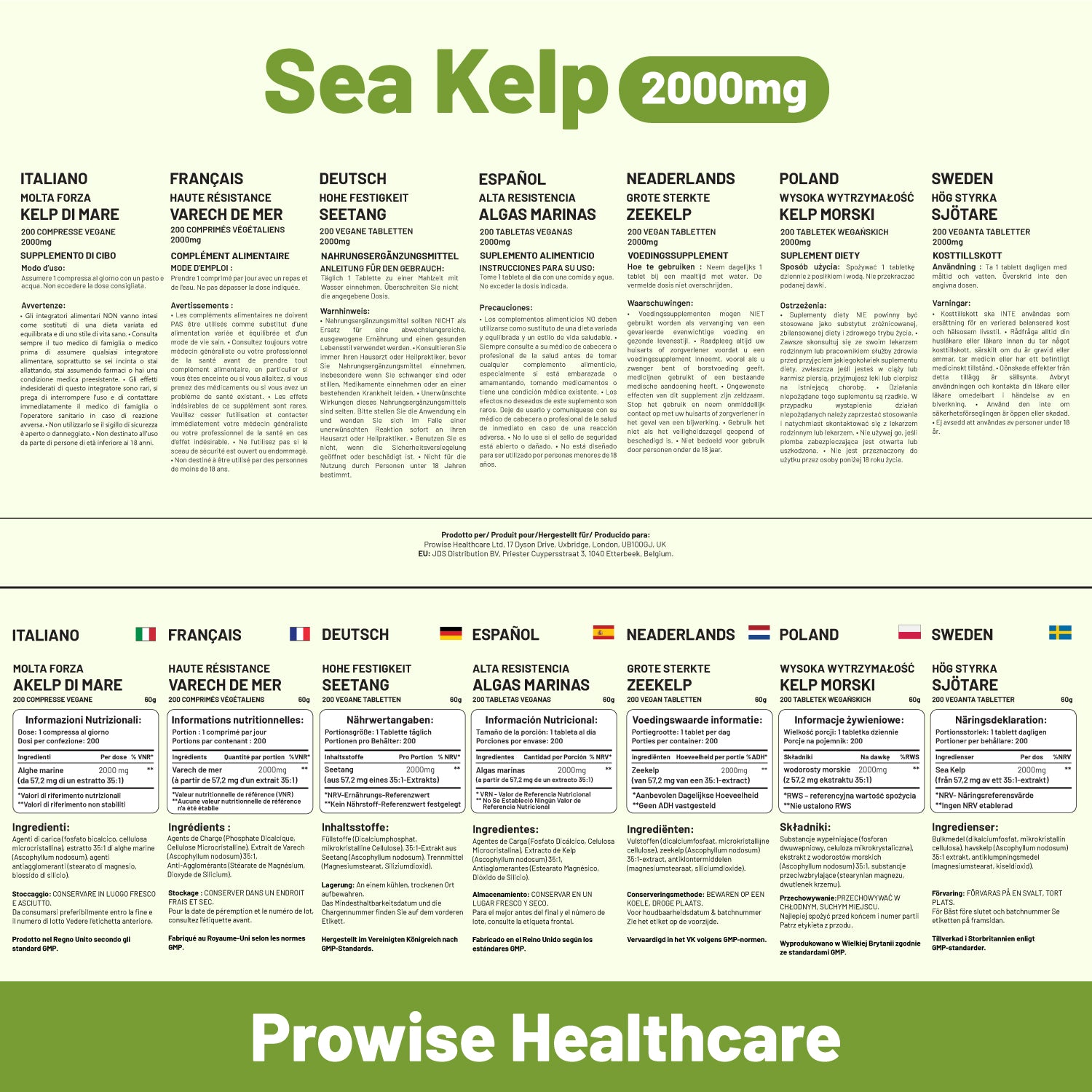 Prowise Sea Kelp 2000mg - 200 Vegan Tablets | Natural Iodine