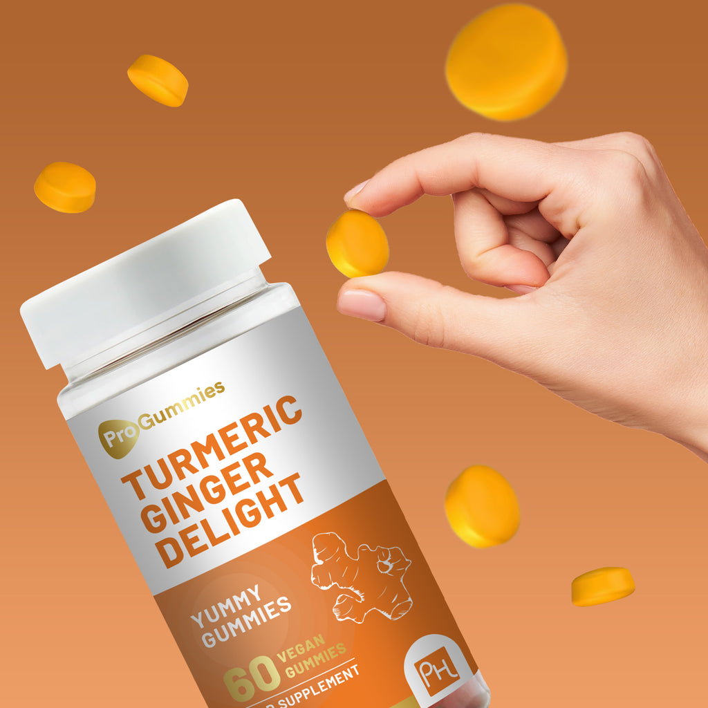 Turmeric & Ginger Pro Gummies - 60 Vegan, Natural Peach Flavor