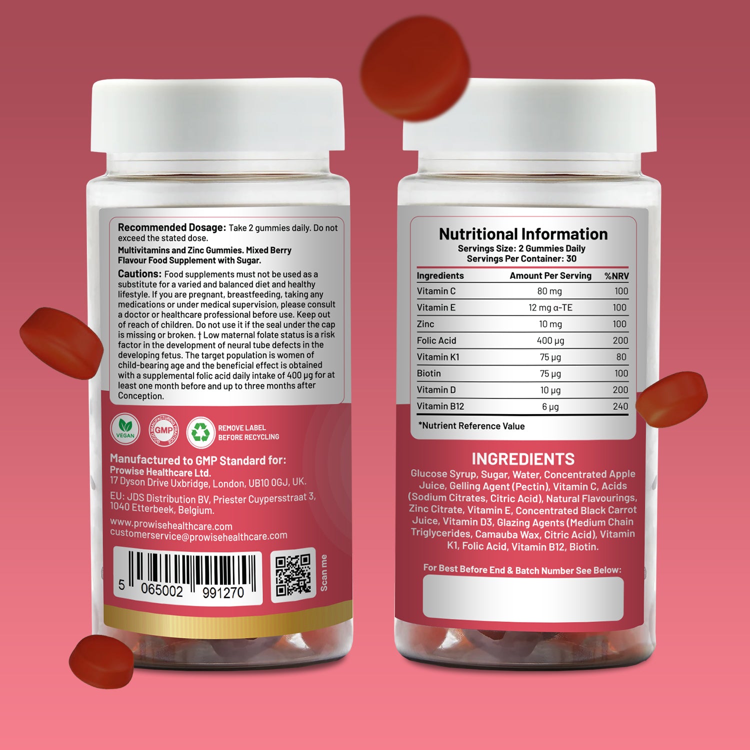 Prenatal Care Gummies - 60 Vegan Pro Gummies with Folic Acid