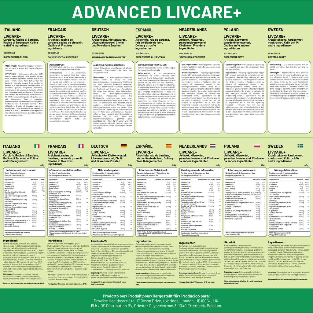 Prowise LivCare+ Liver Detox 60 Caps - For Men & Women, Cleanse & Support