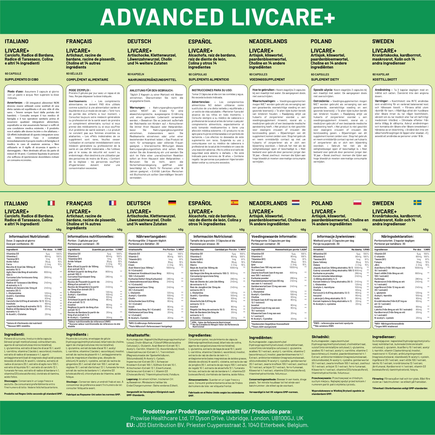 Prowise LivCare+ Liver Detox 60 Caps - For Men & Women, Cleanse & Support